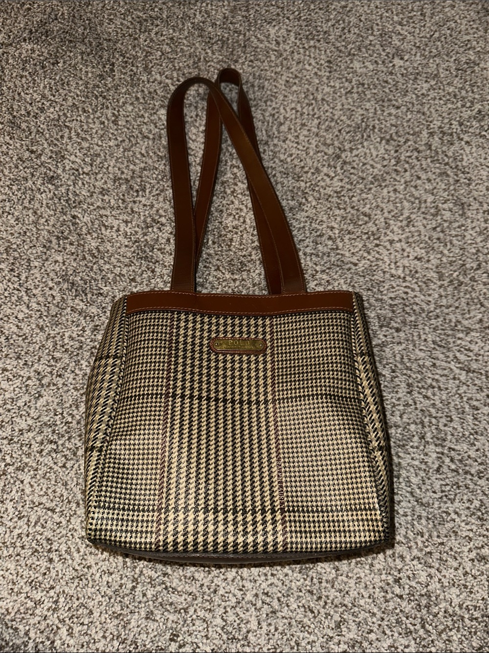 Polo by Ralph Lauren Brown Tweed Shoulder Bag